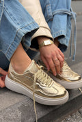 Larisa Gold Patent Faux Leather Women's Sneakers