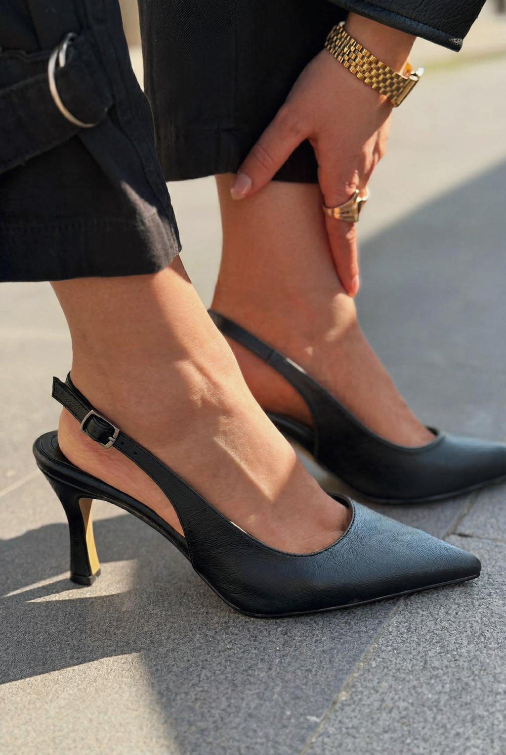 Alvessa Black Faux Leather Women's Stilettos