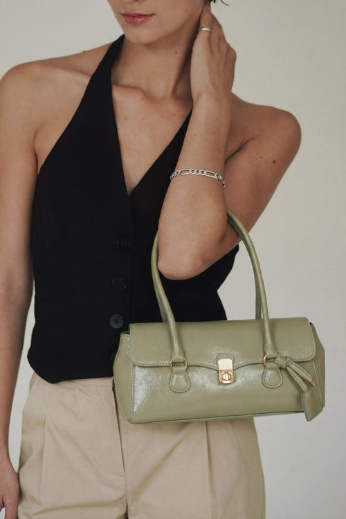 Belvis Green Faux Leather Women's Shoulder Bag