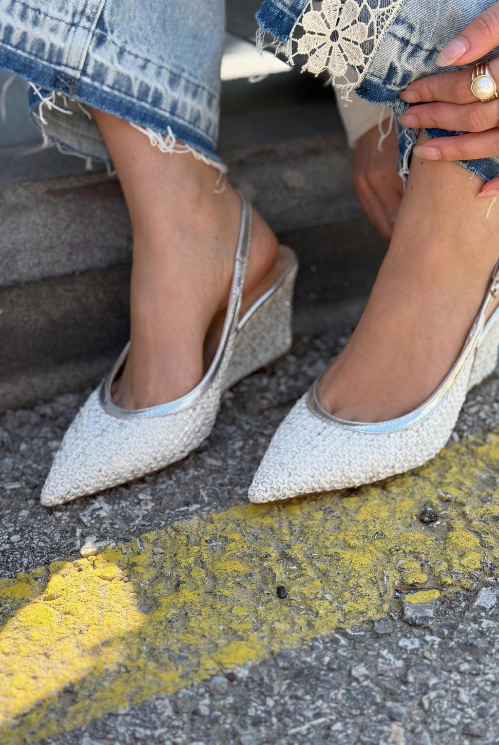 Solthera Silver Women's Wedge Heel Stilettos