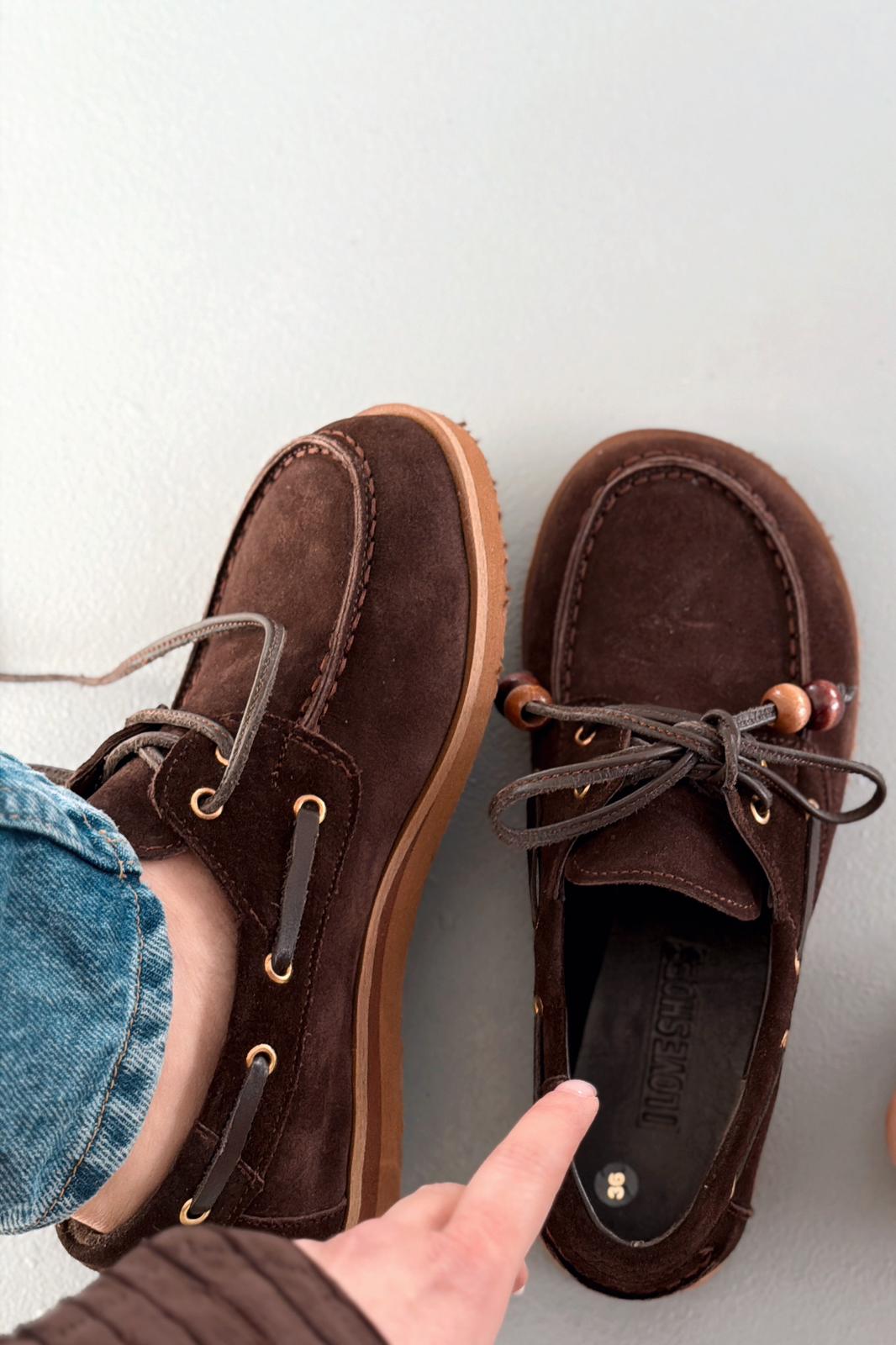 Armon Dark Brown Genuine Suede Women's Oxford Shoes