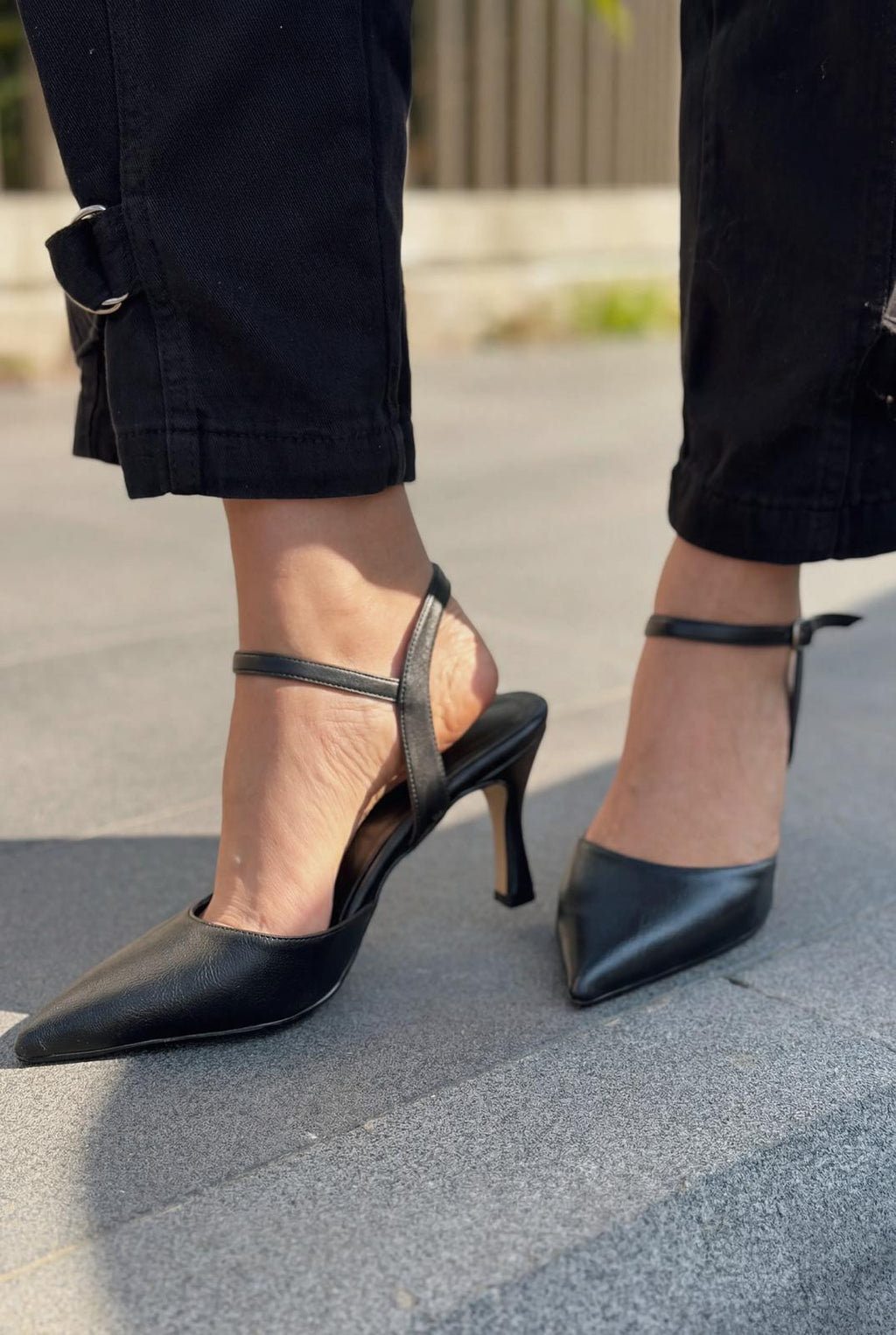 Beloria Black Faux Leather Women's Stilettos