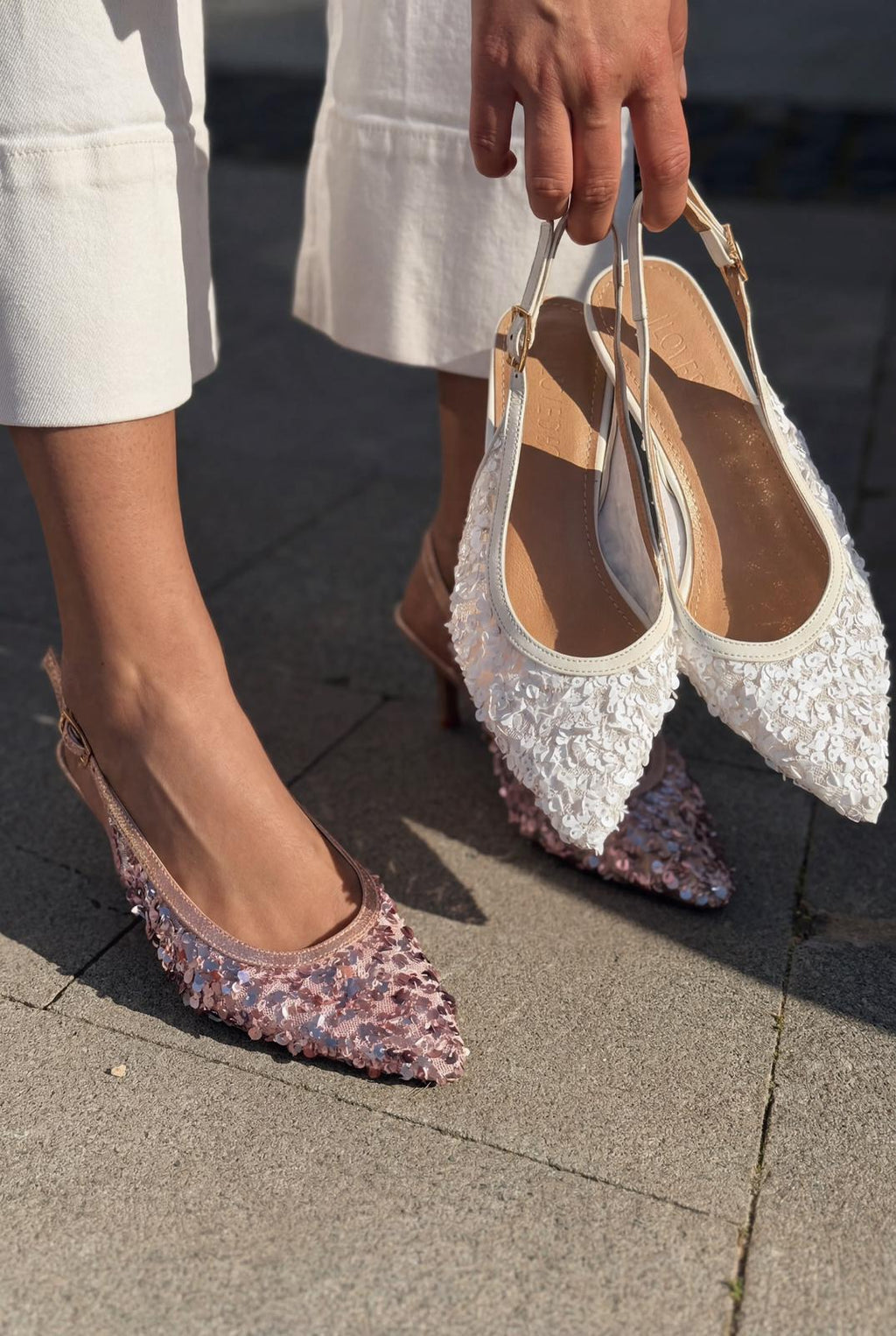Selorine Pink Sequin Women's Stilettos
