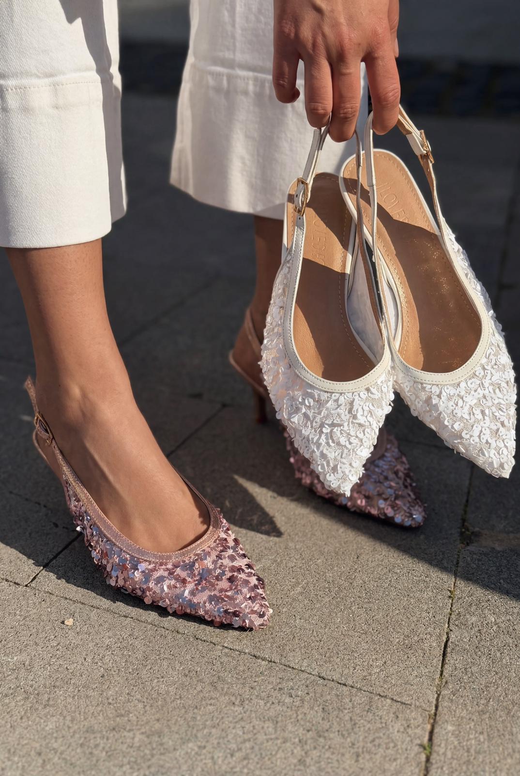 Selorine Pink Sequin Women's Stilettos