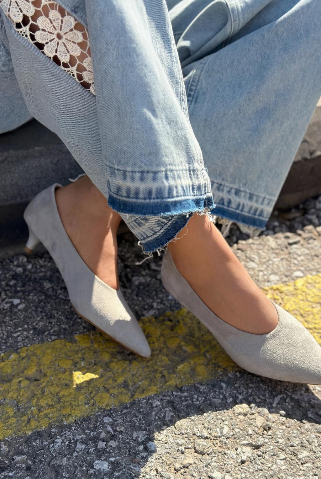Seranis Grey Suede Genuine Leather Stilettos
