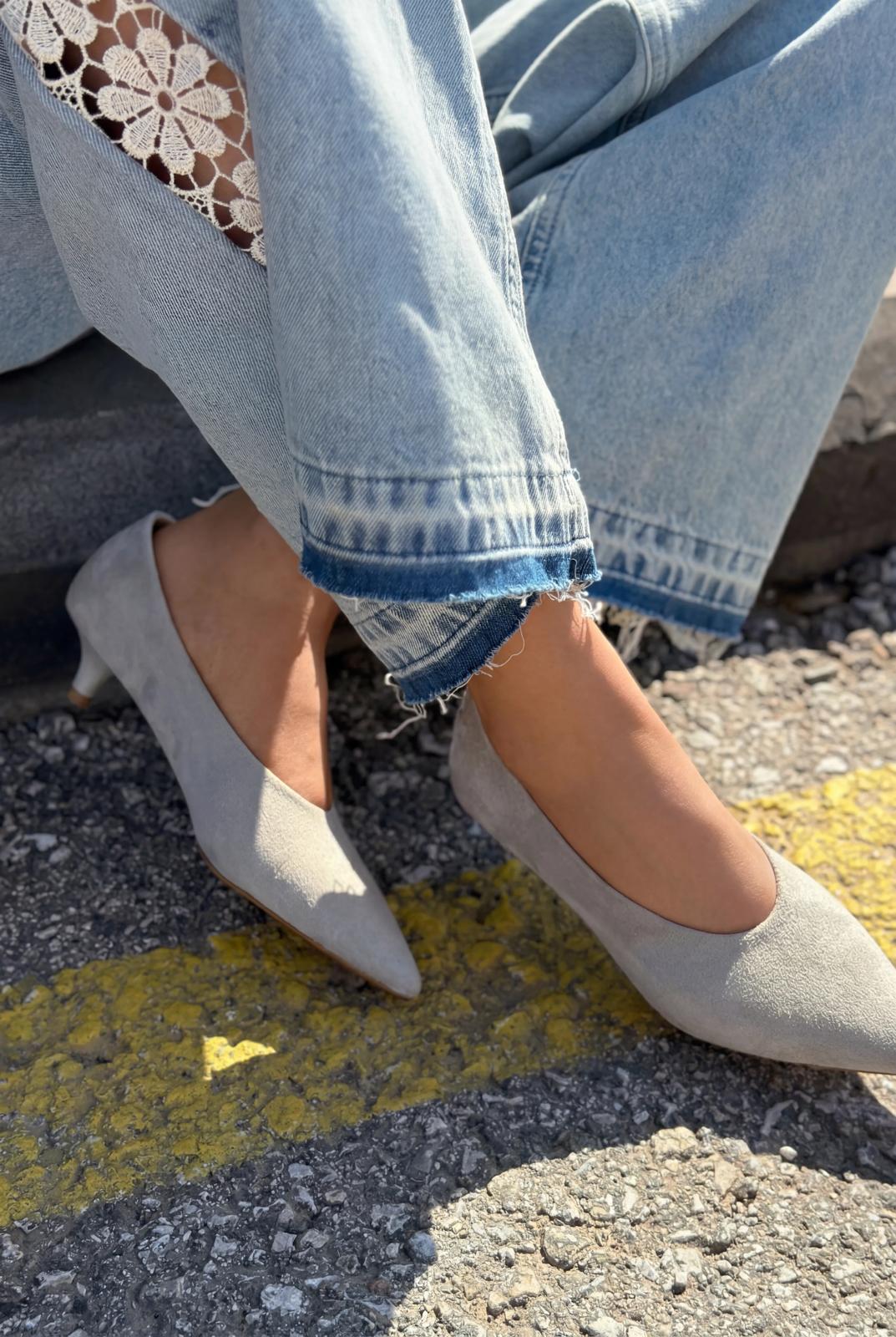 Seranis Grey Suede Genuine Leather Stilettos