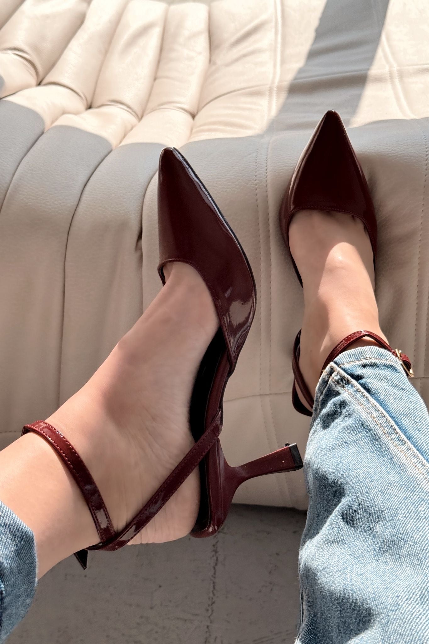 Rivara Burgundy Patent Faux Leather Women's Pumps