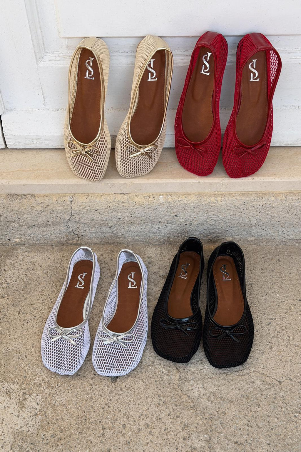 Torina White Mesh Women's Flats