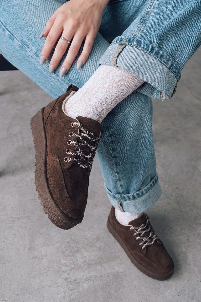 Ruvo Dark Brown Suede Women's Sneakers