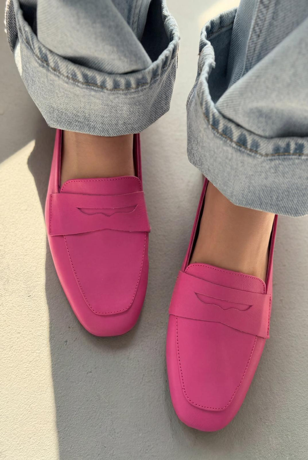 Melniel Fuchsia Genuine Leather Women's Loafers