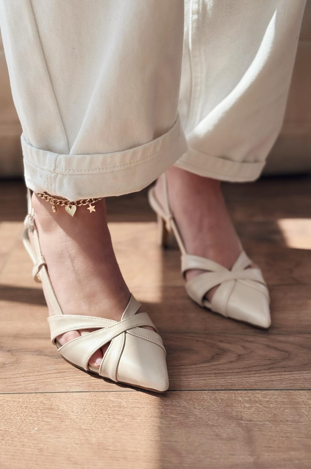 Peraps Beige Faux Leather Women's Pumps