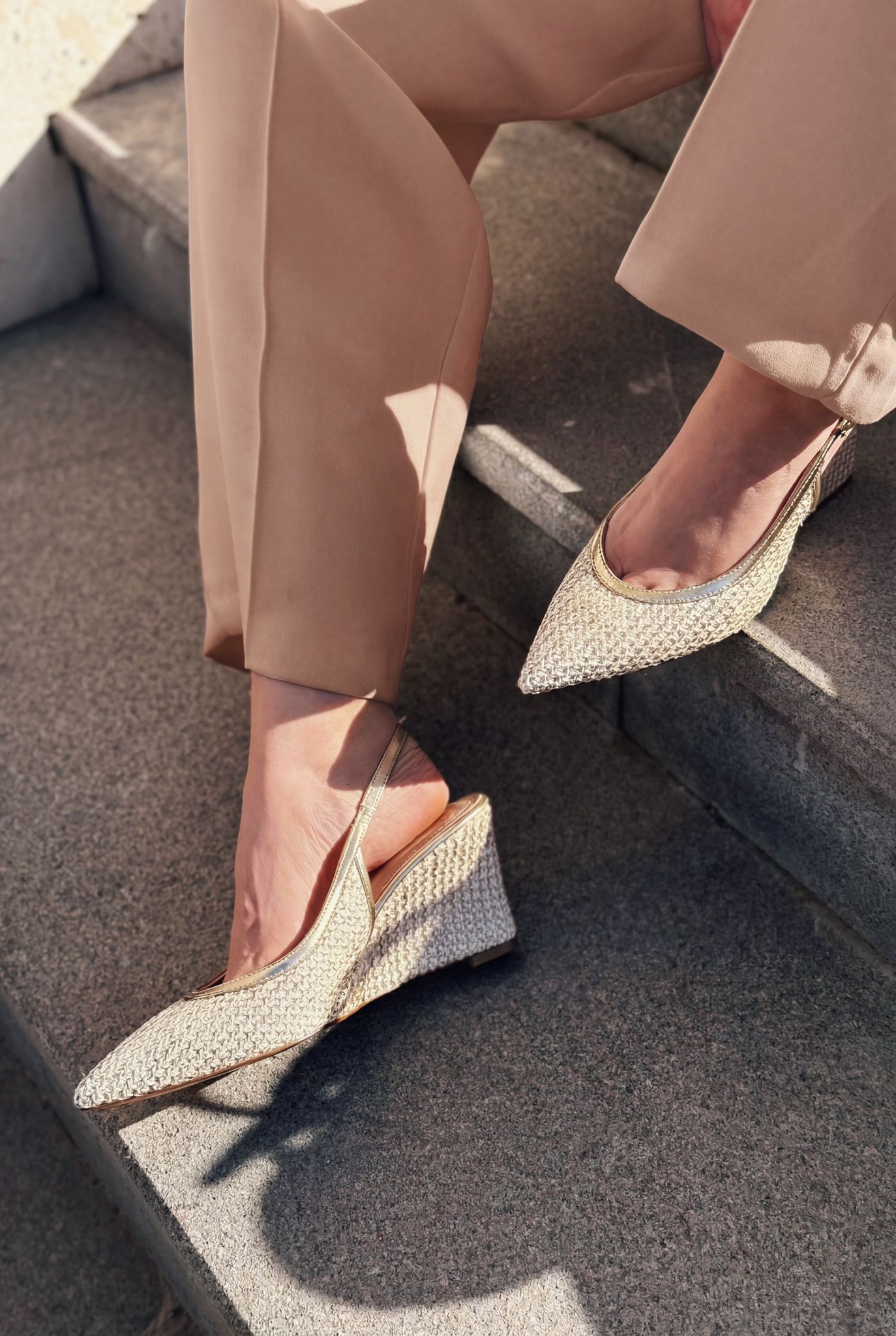 Solthera Gold Woven Women's Stilettos
