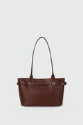 Aurin Brown Faux Leather Shoulder Bag