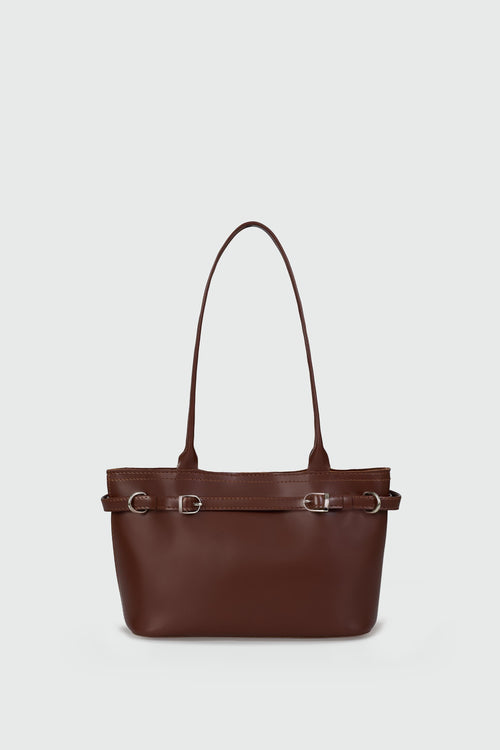 Aurin Brown Faux Leather Shoulder Bag