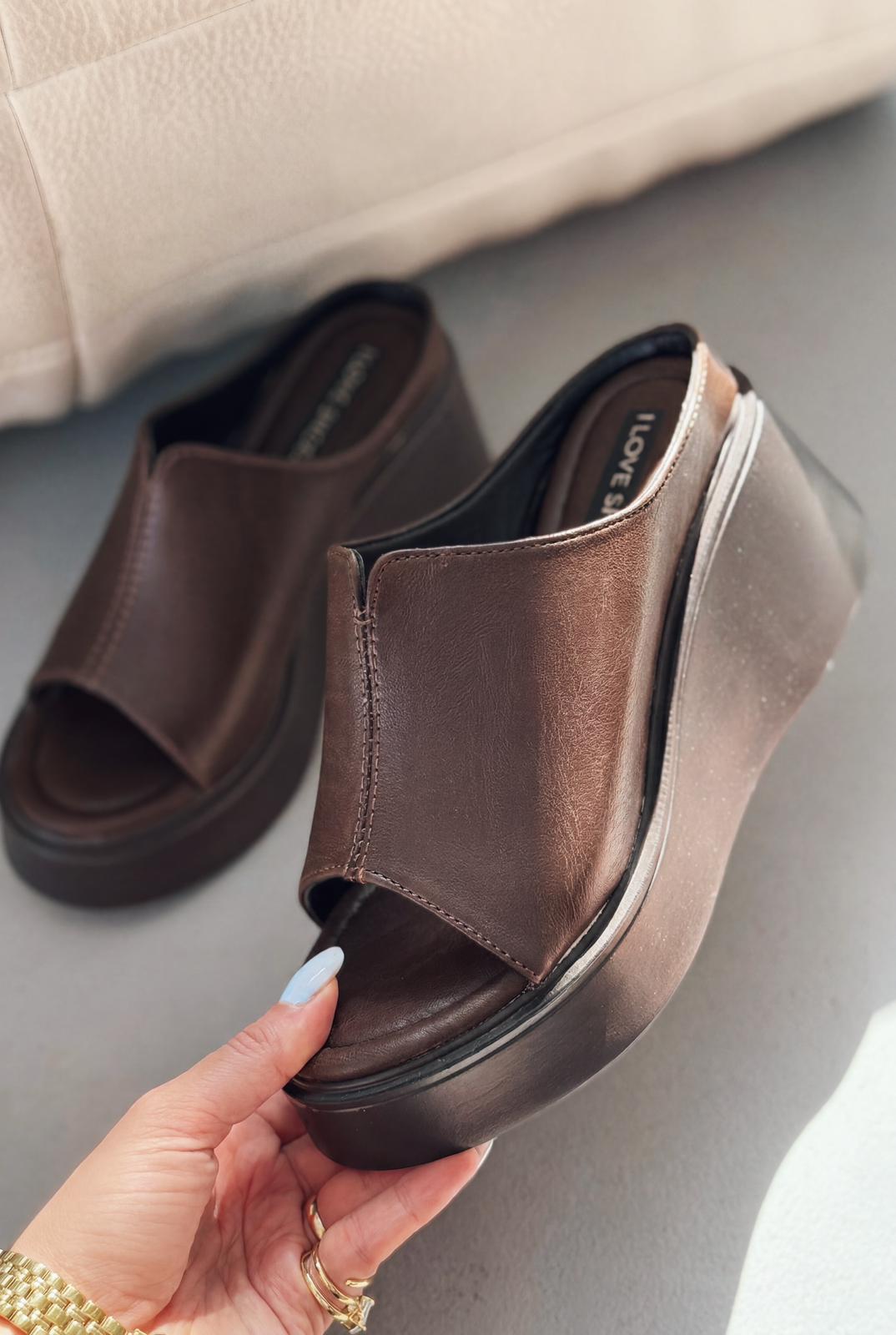 Torvyn Light Brown Faux Leather Women's Wedge Pumps