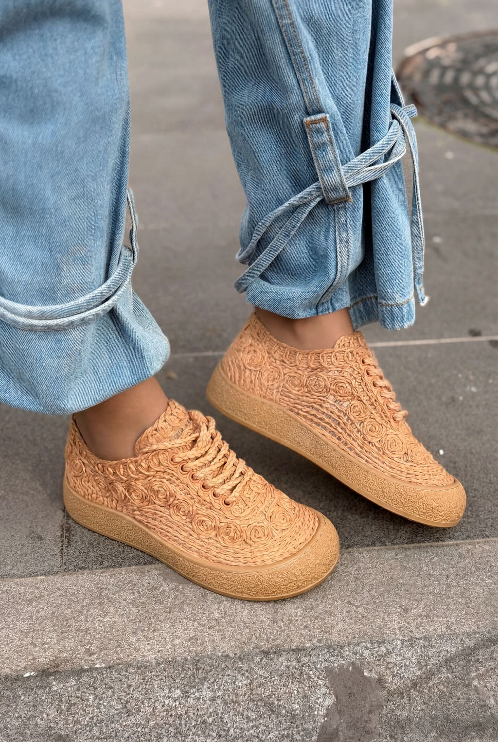 Sarrin Tan Woven Women's Sneakers