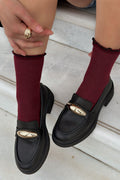 Ravilla Black Faux Leather Buckle Detail Women's Loafers