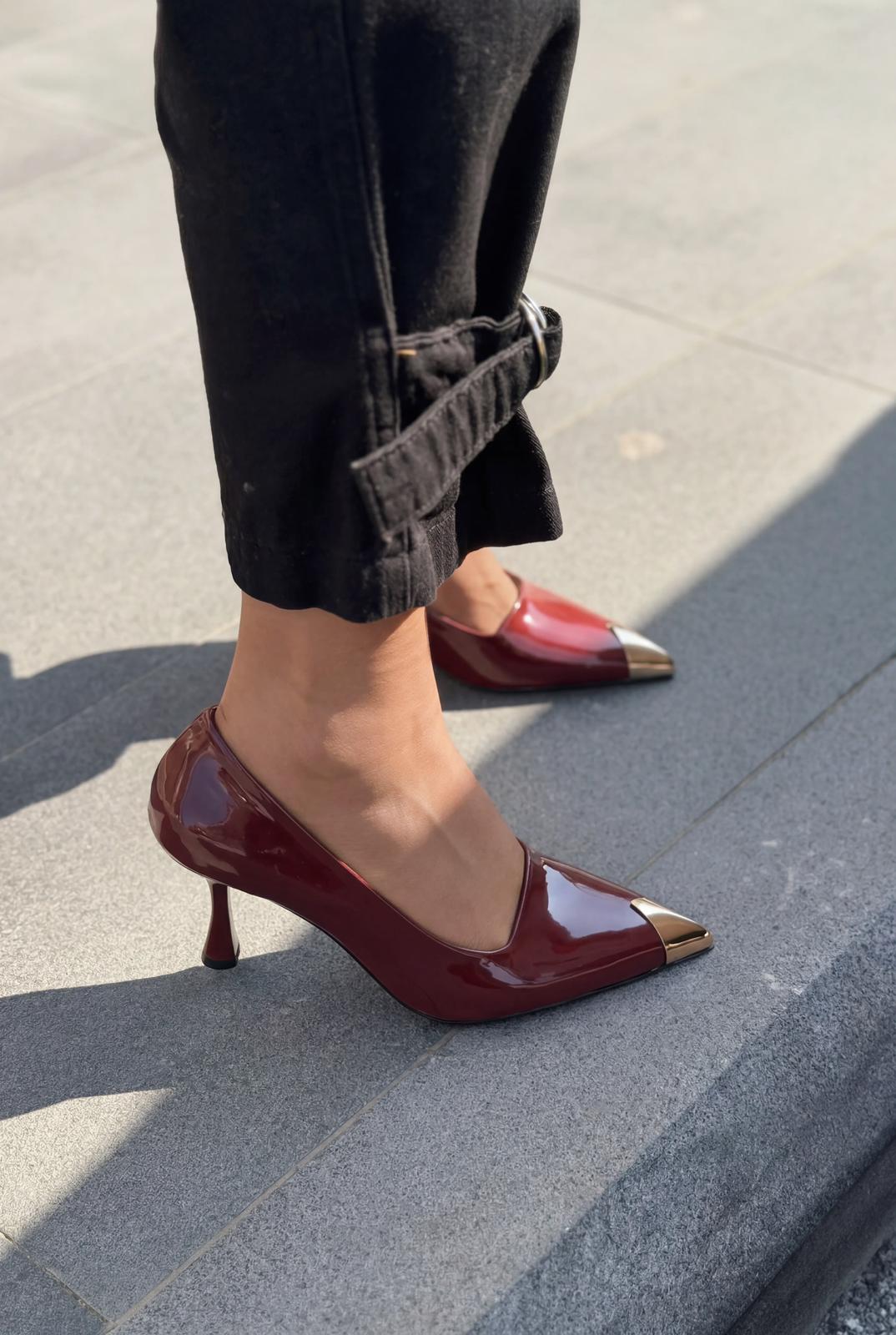 Noctra Bordeaux Patent Faux Leather Women's Stilettos