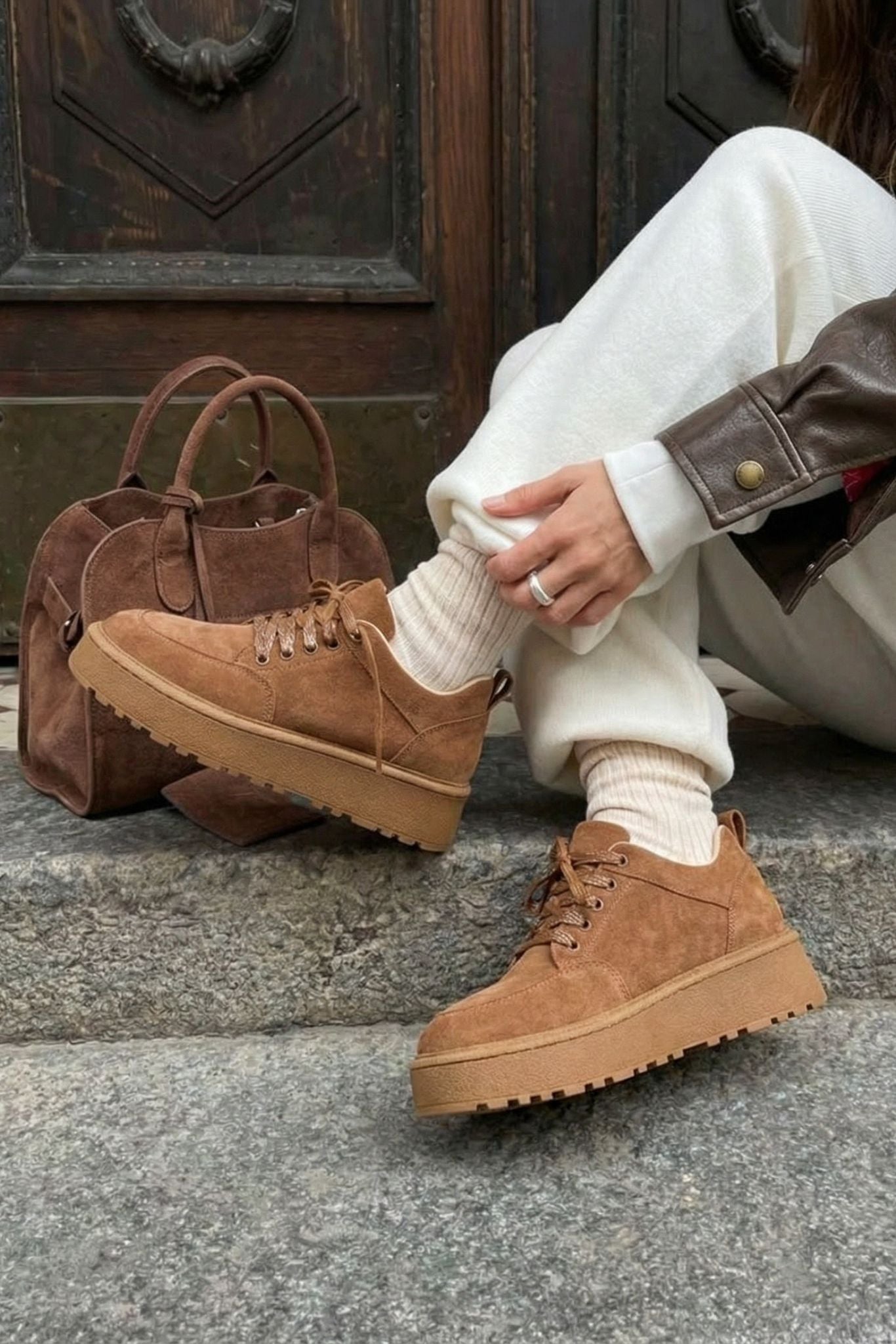 Ruvo Tan Suede Women's Sneakers