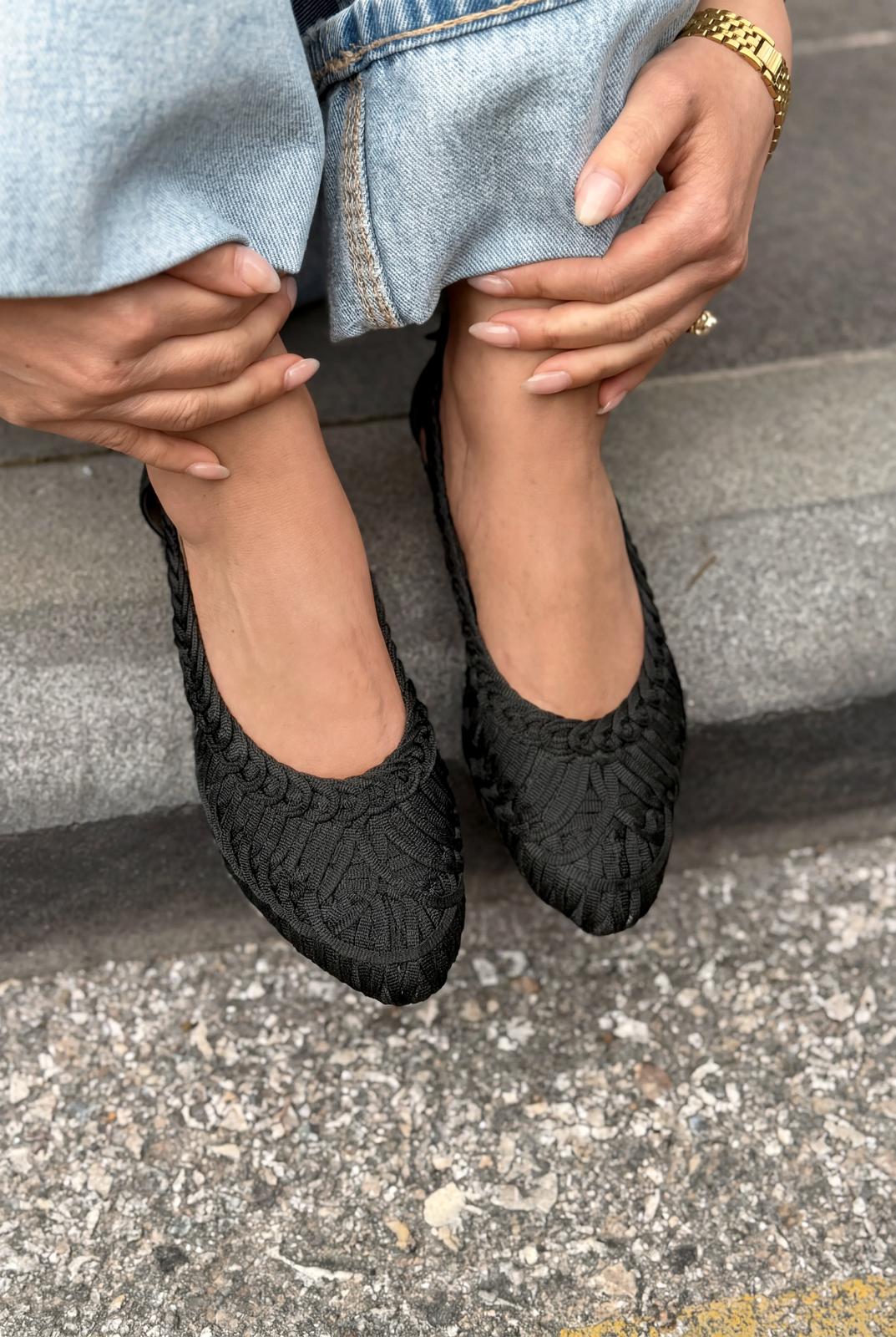 Morvik Black Synthetic Leather Women's Flats