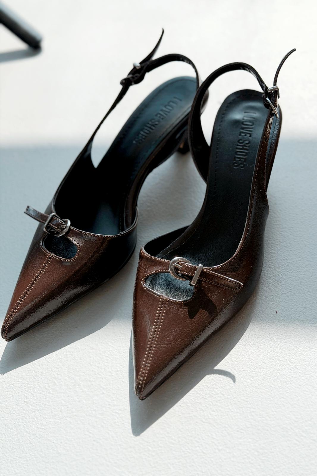 Norin Light Brown Crinkled Faux Leather Women's Stilettos