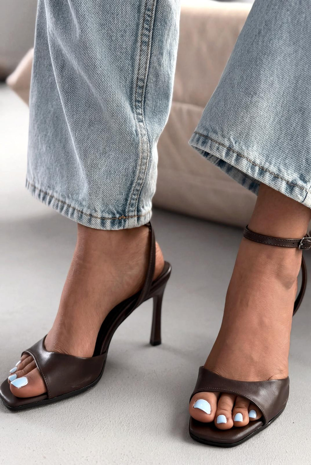 Elvona Taupe Faux Leather Women's Pumps Sandals