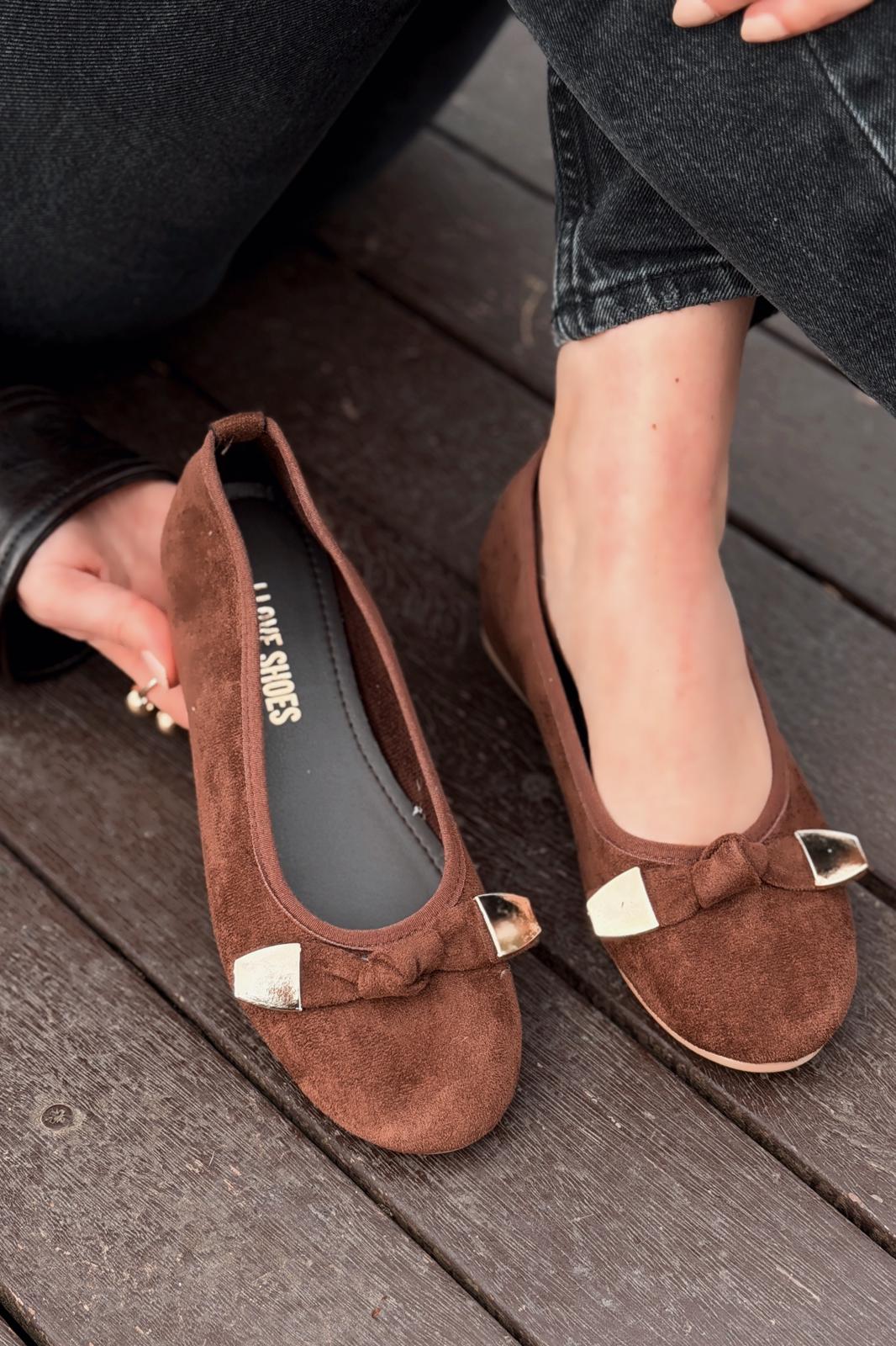 Orphel Light Brown Suede Women's Wedge Heel Flats