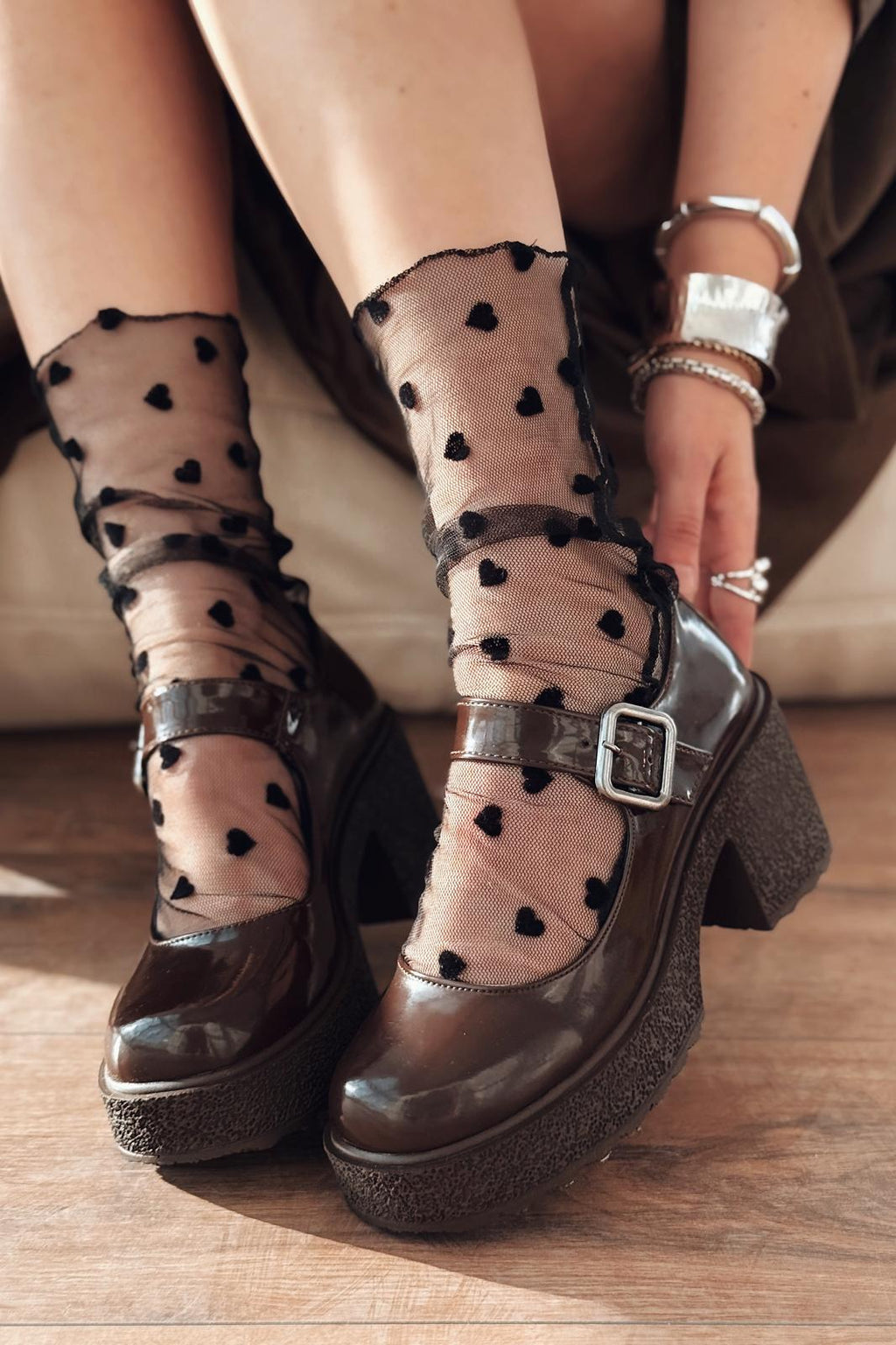 Jove Light Brown Patent Faux Leather Women's Mary Jane