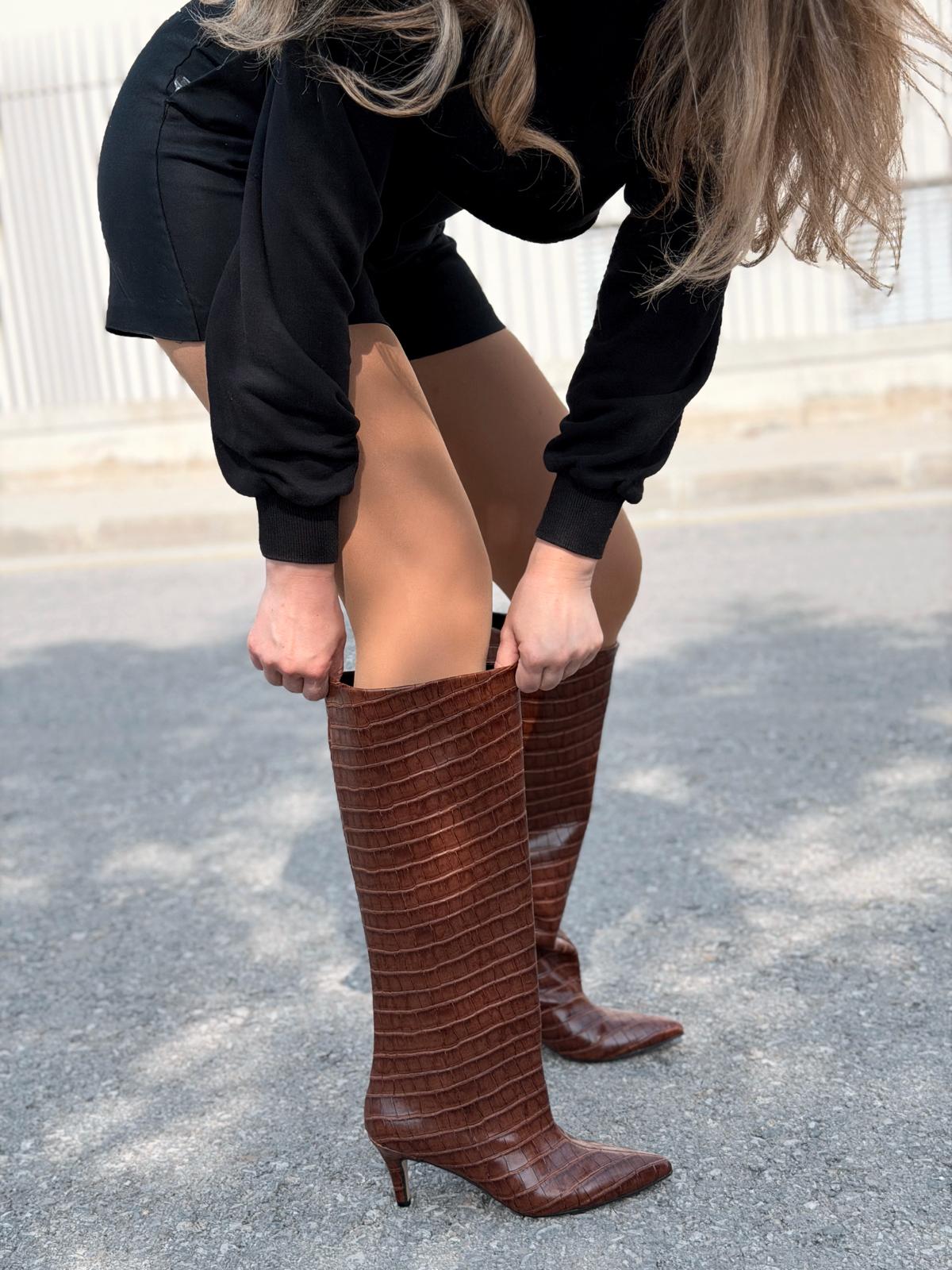 Gwen Patterned Women's Boots Tan