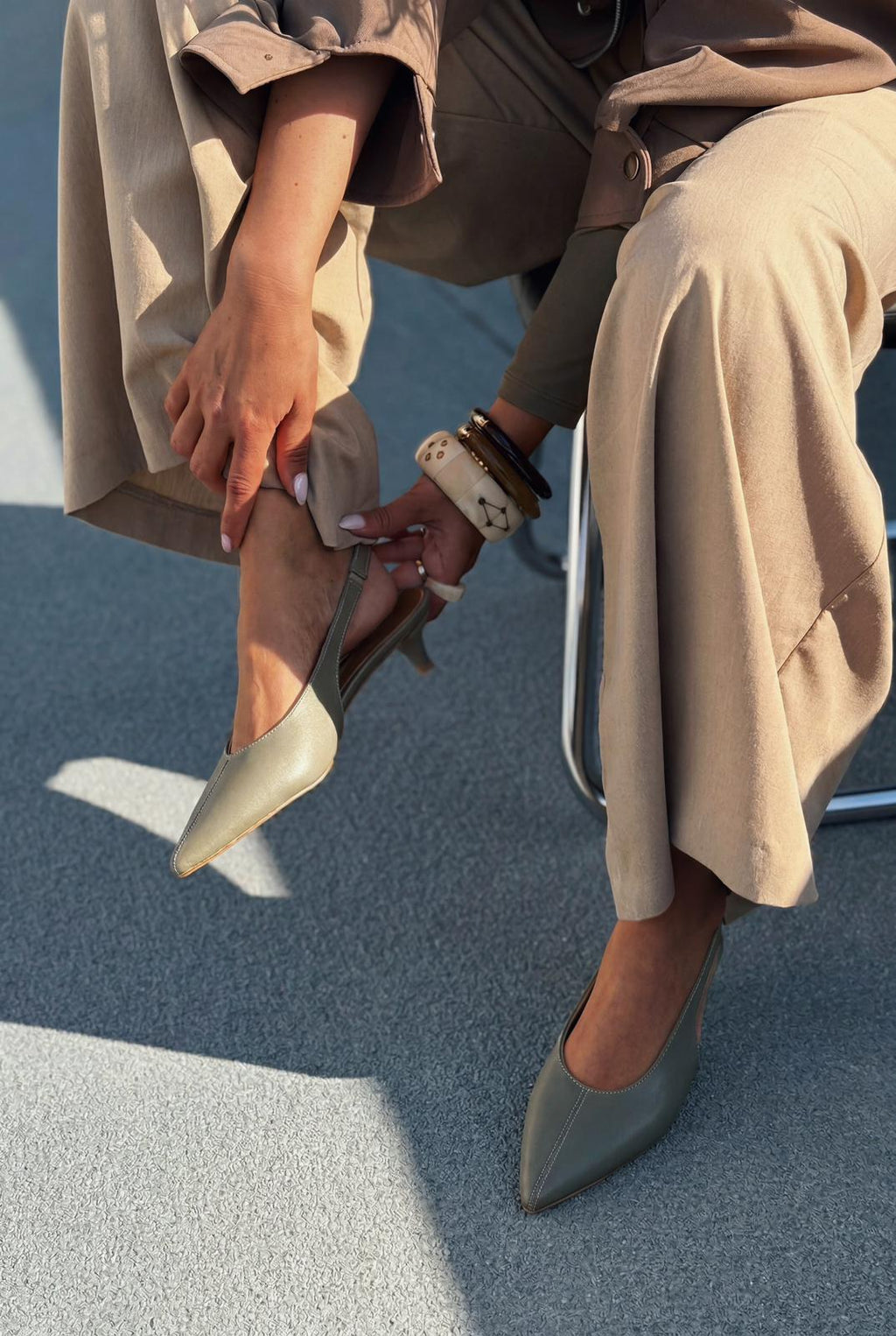 Selor Khaki Faux Leather Women's Stilettos