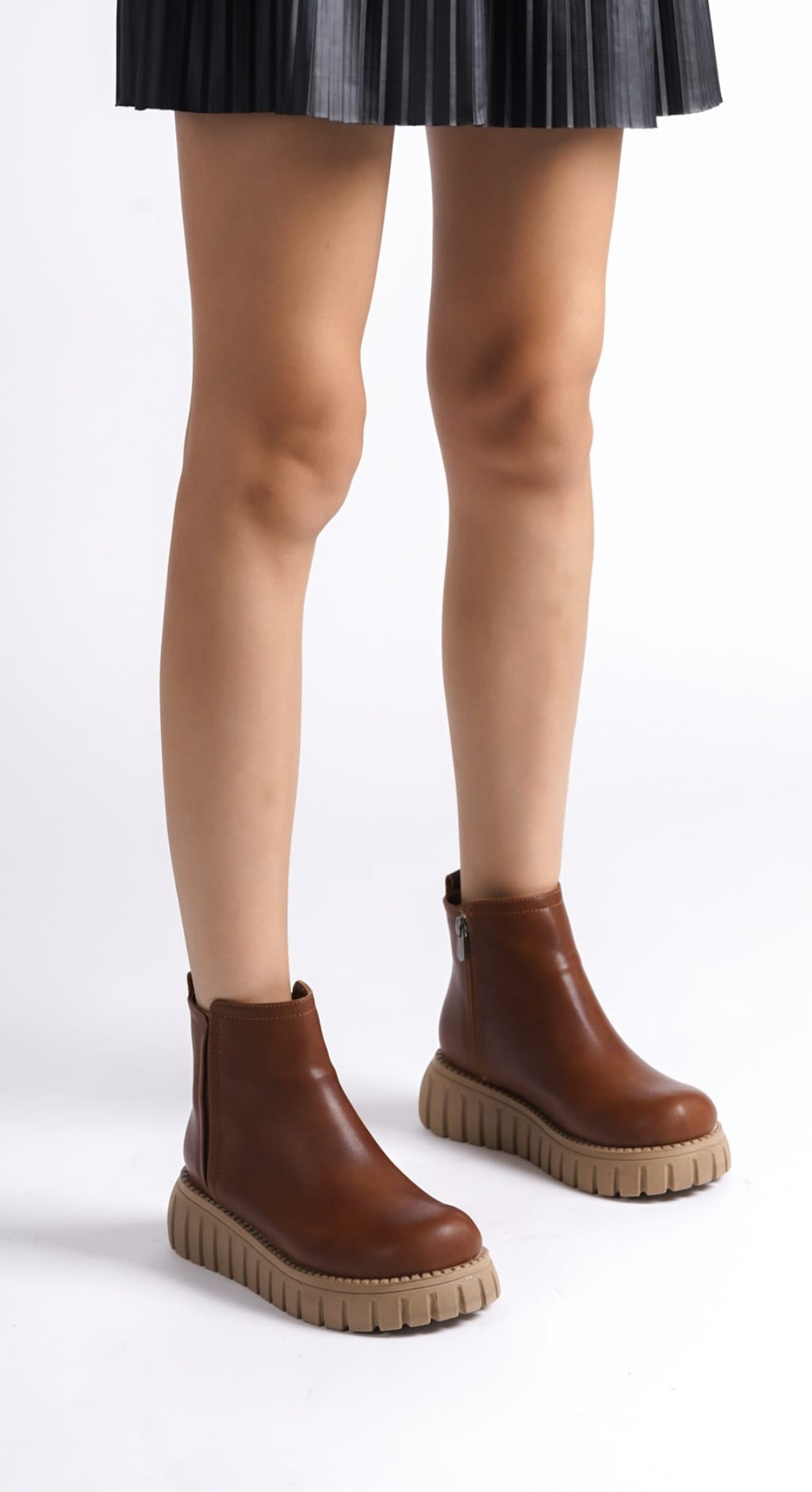 Velarise Women's Boots Tan Faux Leather Beige Sole