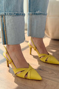 Peraps Yellow Faux Leather Women's Pumps
