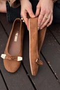 Orphel Tan Suede Women's Wedge Heel Flats