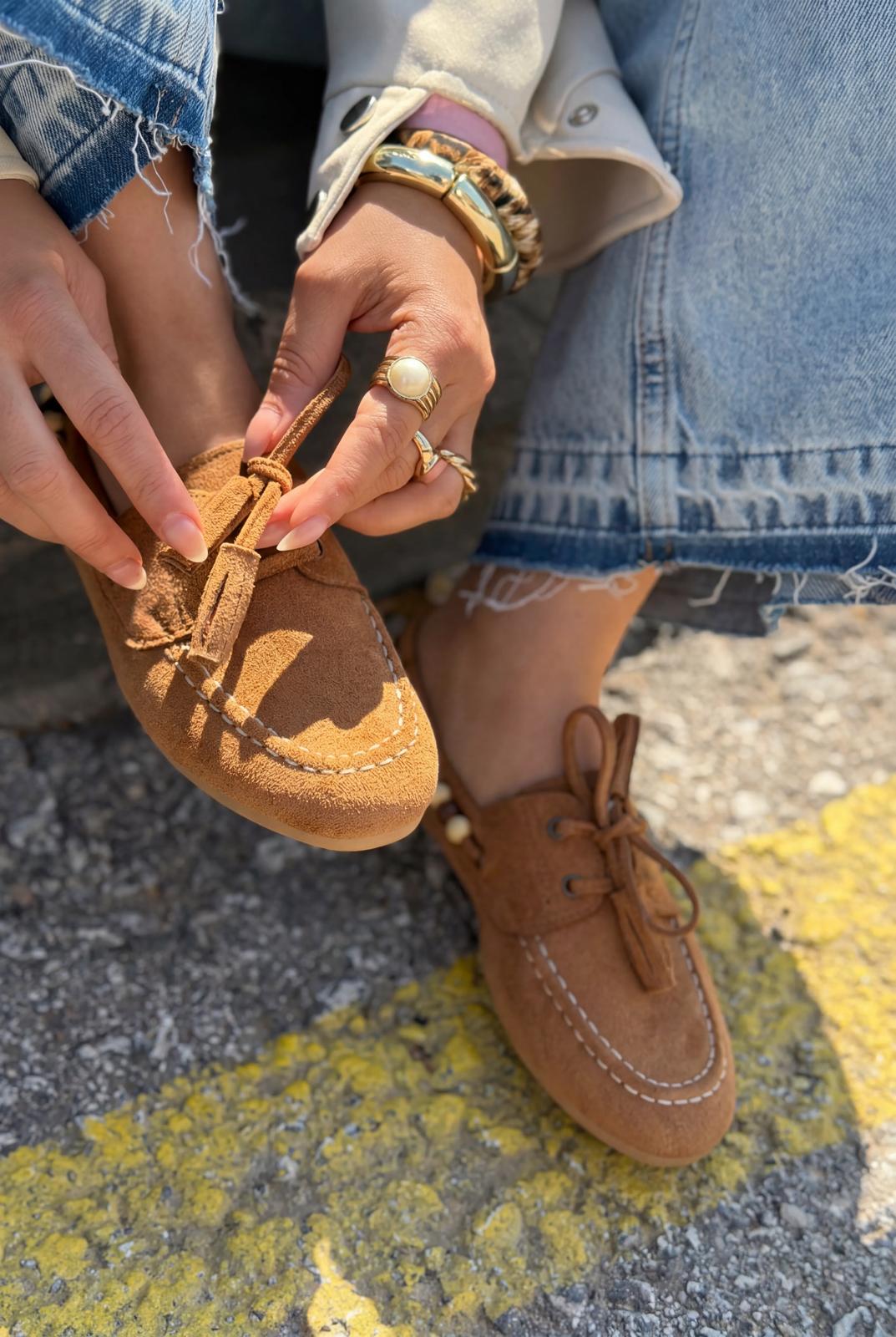 Brion Tan Suede Women's Oxford Shoes