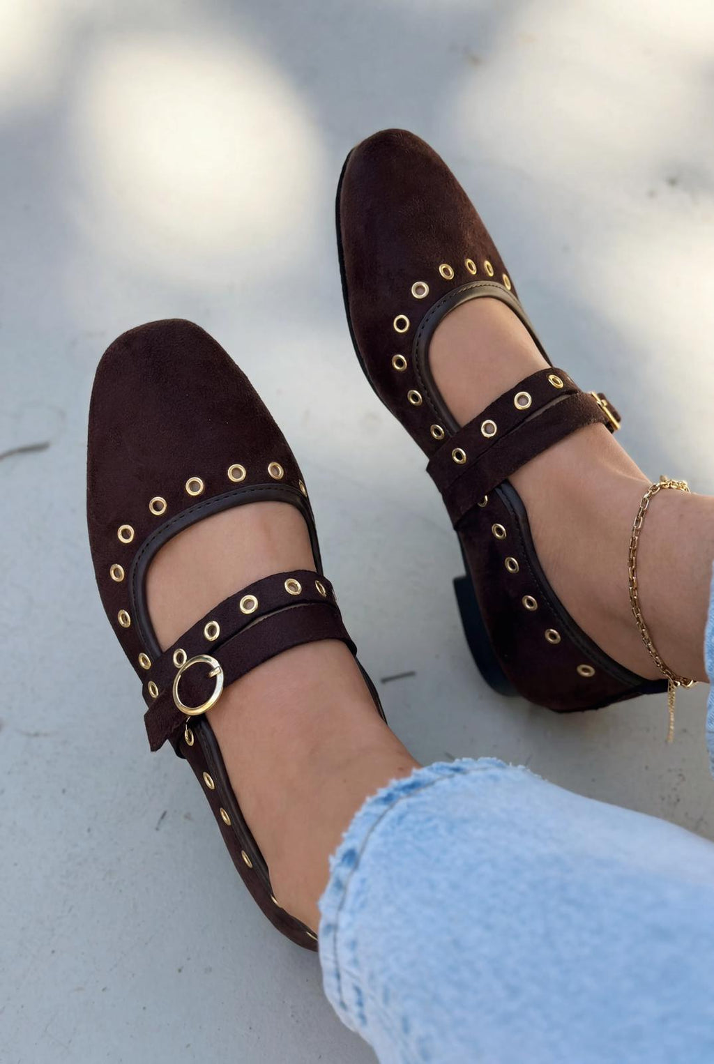 Elia Dark Brown Suede Women's Flats
