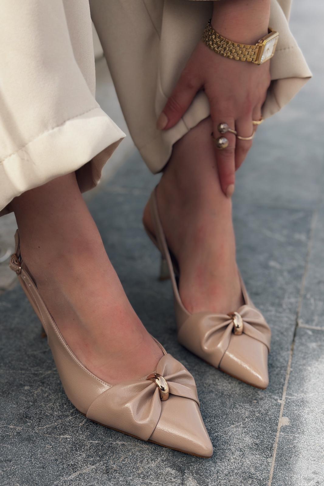 Lorvani Nude Faux Leather Women's Stilettos