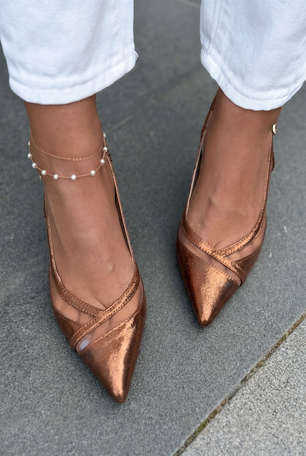 Almerion Bronze Patent Faux Leather Women's Stilettos
