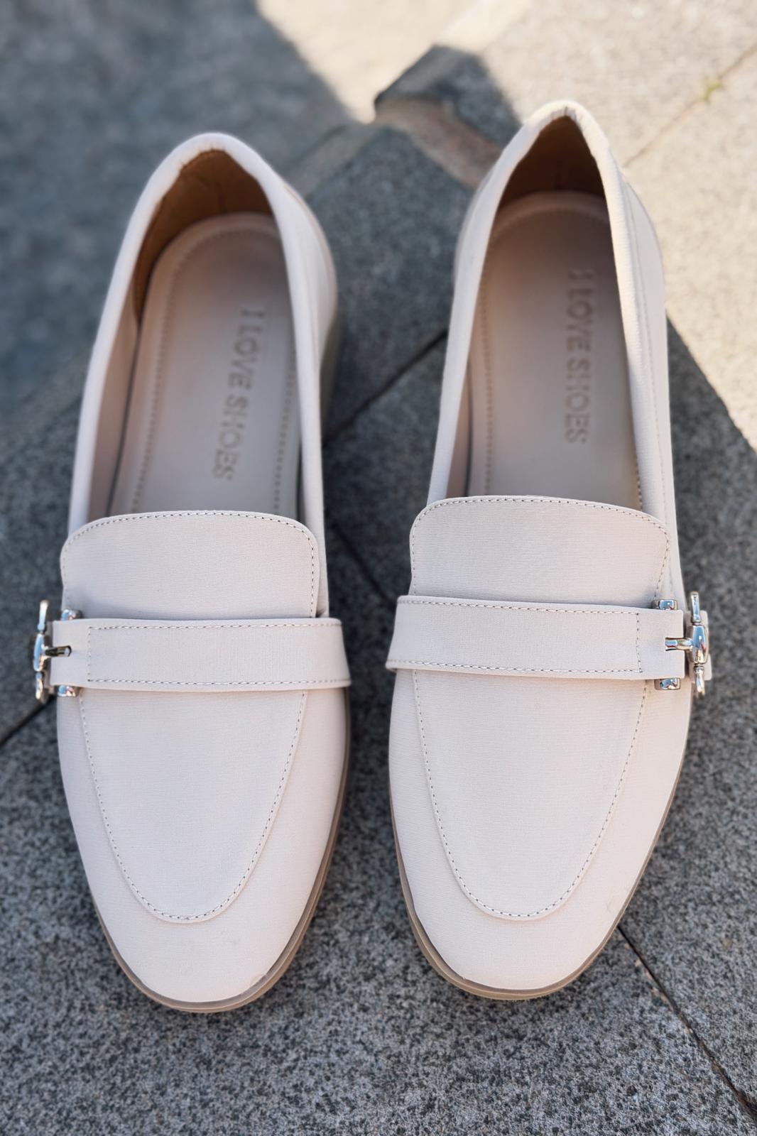 Torlax Beige Satin Women's Loafers