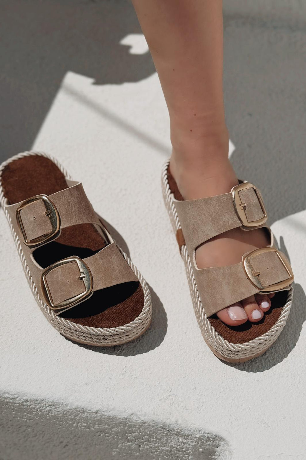 Bavira Beige Nubuck Women's Flat Mules