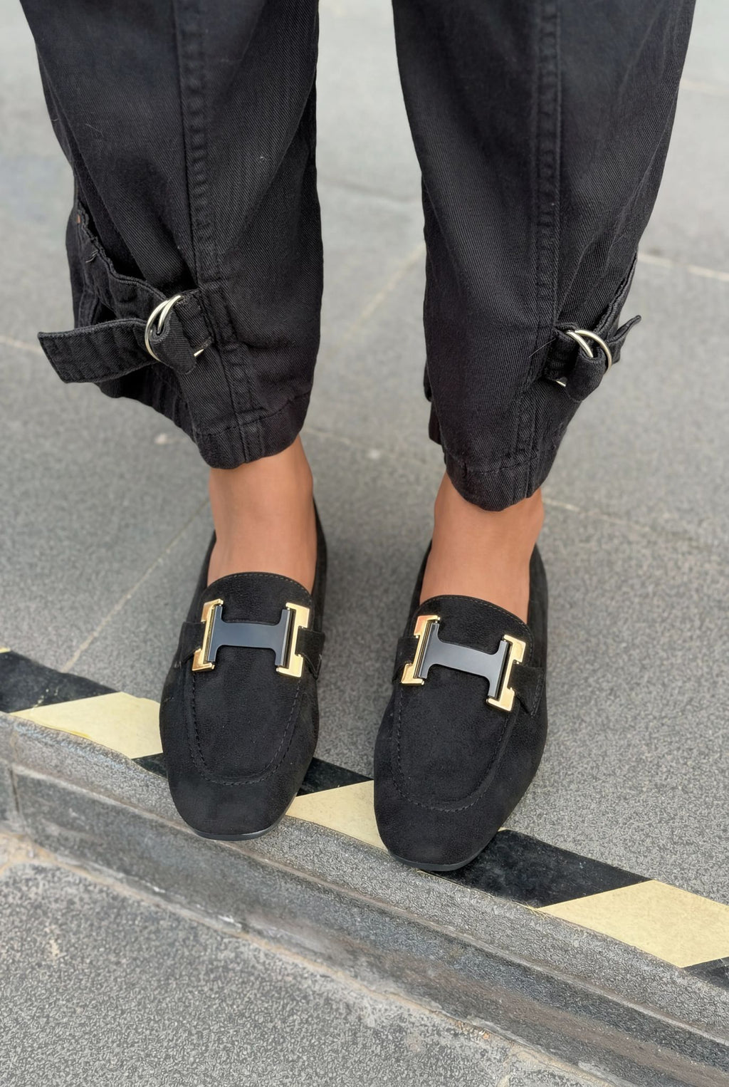 Elara Black Suede Women's Loafers