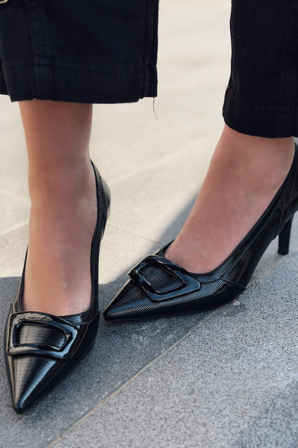 Finrel Black Patent Faux Leather Women's Stilettos