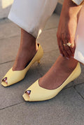 Norvion Yellow Genuine Leather Faux Leather Women's Pumps