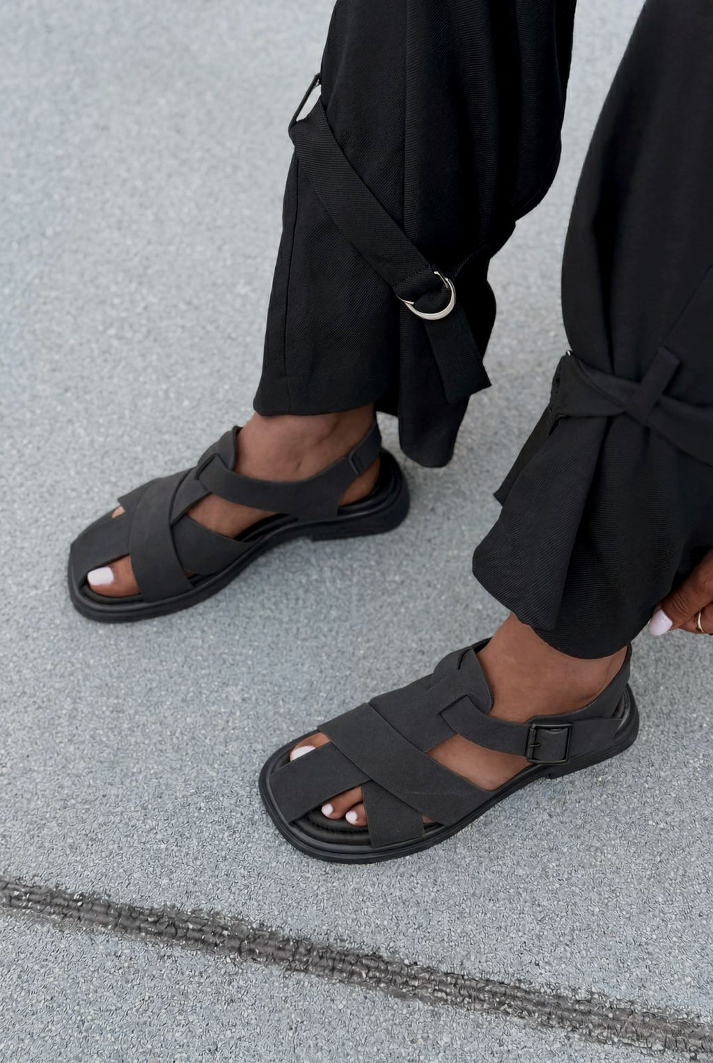 Evyra Black Suede Women's Sandals