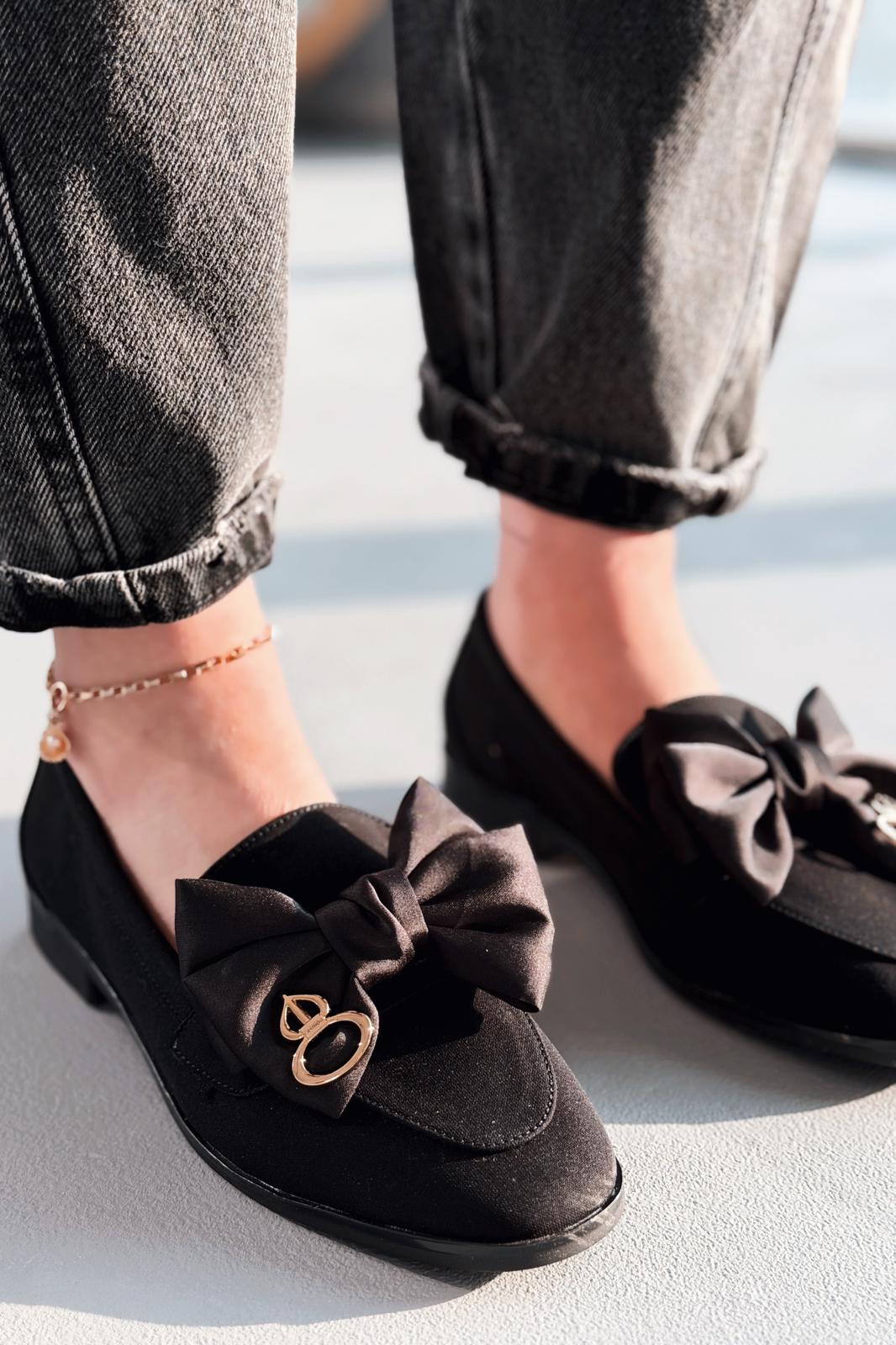 Norrada Black Satin women's loafers
