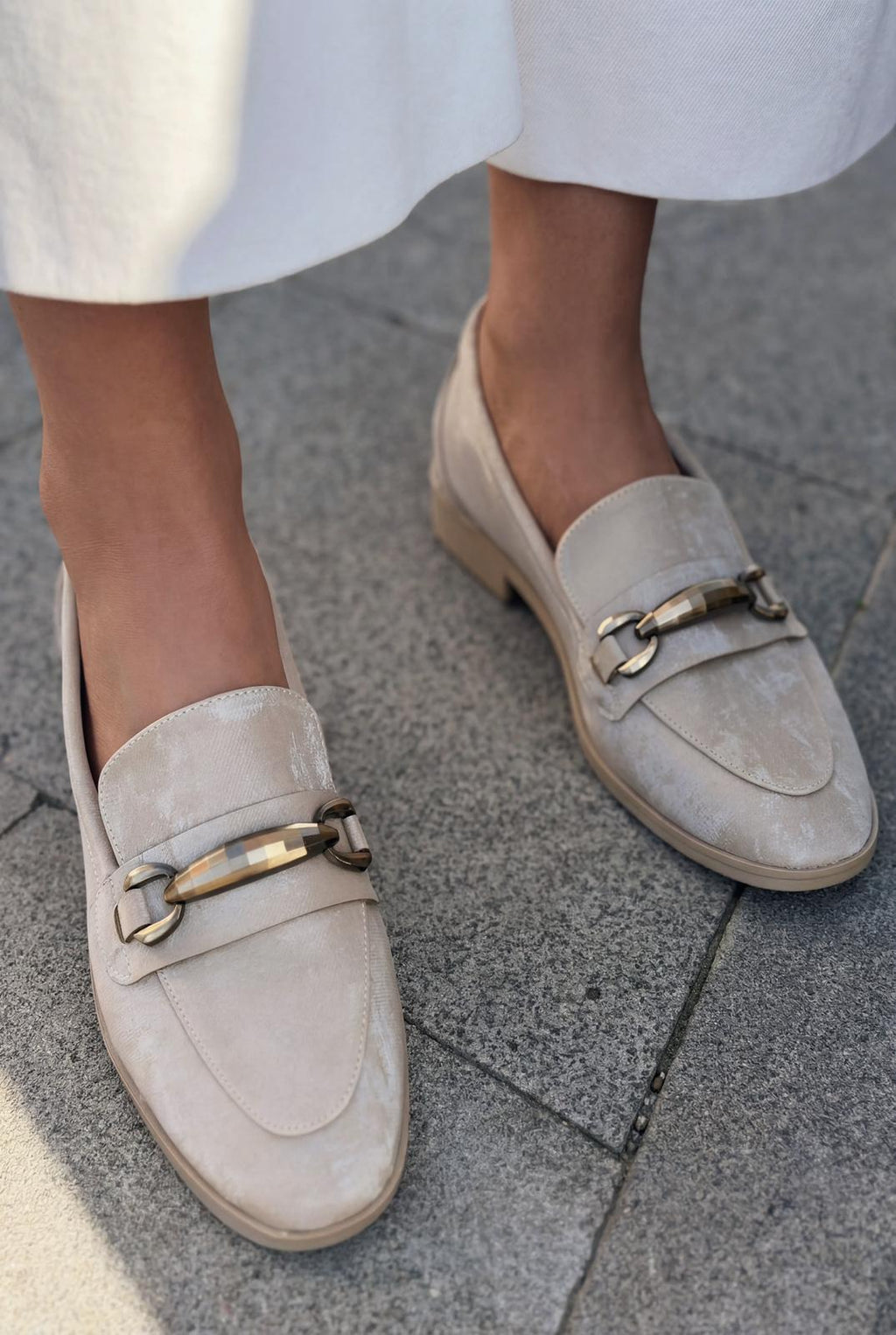 Ardena Beige Satin Women's Loafers