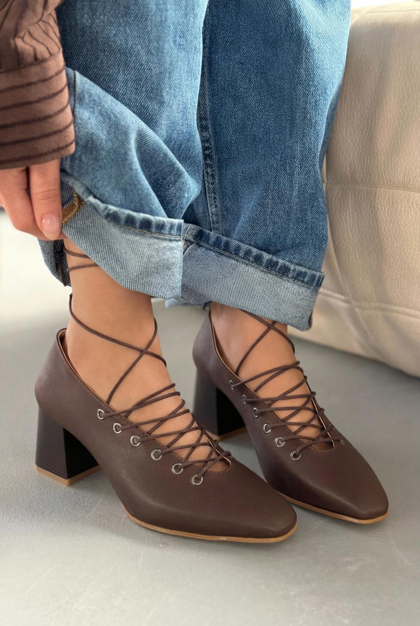 Temora Dark Brown Faux Leather Women's Pumps