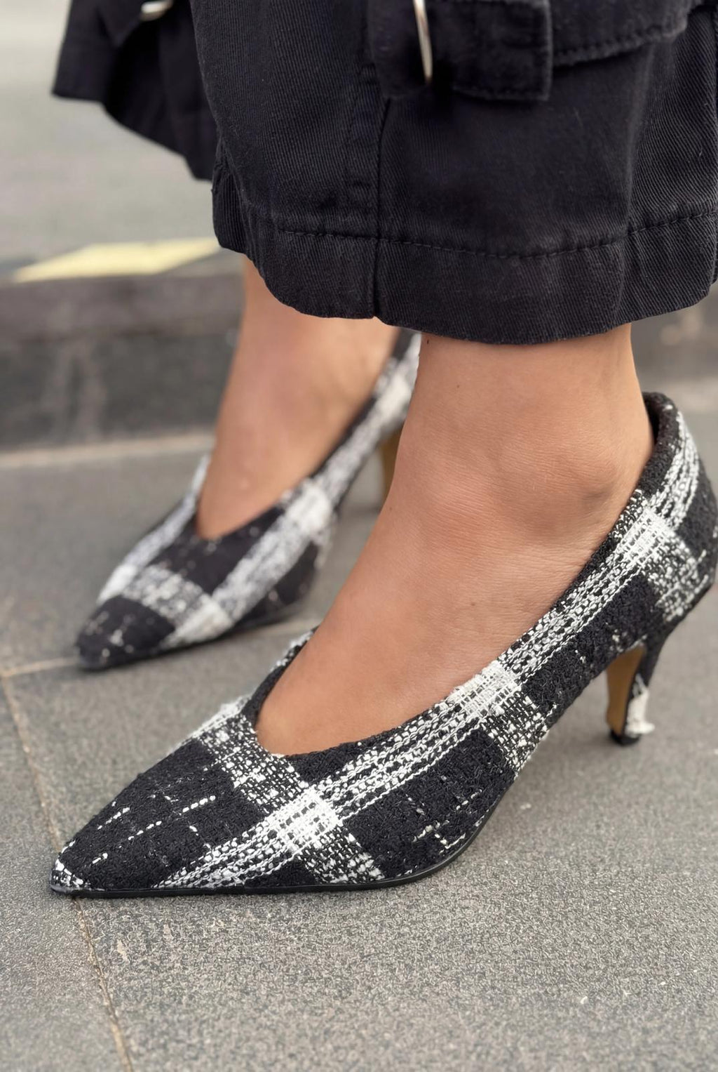 Kairo Black Tweed Plaid Stilettos