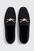 Avelis Black Suede Bow Detail Women's Loafers