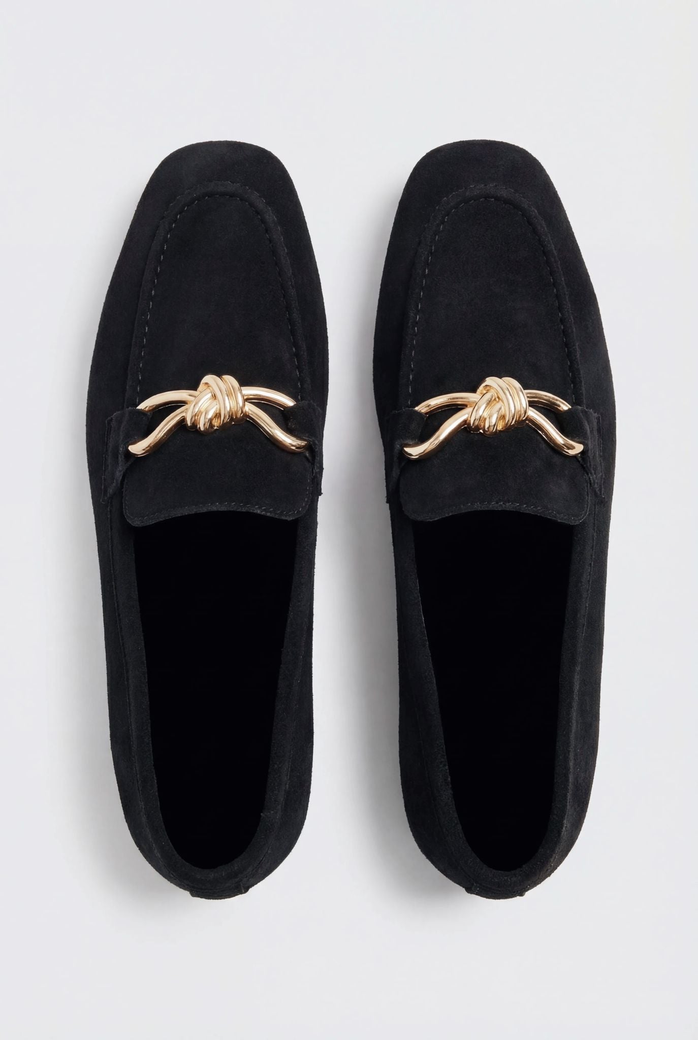 Avelis Black Suede Bow Detail Women's Loafers