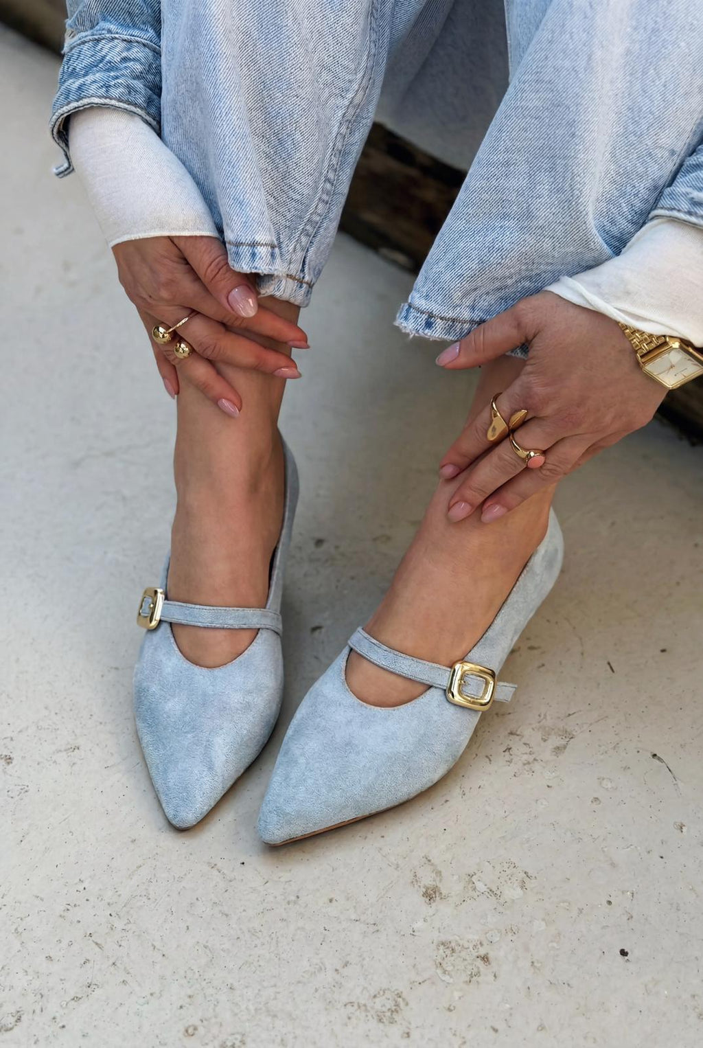 Karden Baby Blue Suede Women's Stilettos
